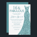 Invitación Purpurina verde azul verde azulado vestido dulce 1<br><div class="desc">Verde azulado Blue Green Purpurina Vestido Dulce Invitación 16 Parte Variaciones a la invitación y artículos coincidentes en nuestra tienda</div>