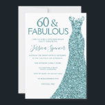 Invitación Purpurina verde azul verde azulado vestido fiesta<br><div class="desc">Verde azulado Vestido de Purpurina verde azul 60º cumpleaños Invitación a la invitación y artículos coincidentes en nuestra tienda</div>