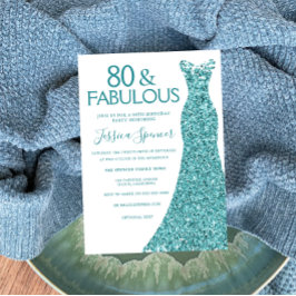 Invitación Purpurina verde azul verde azulado vestido fiesta