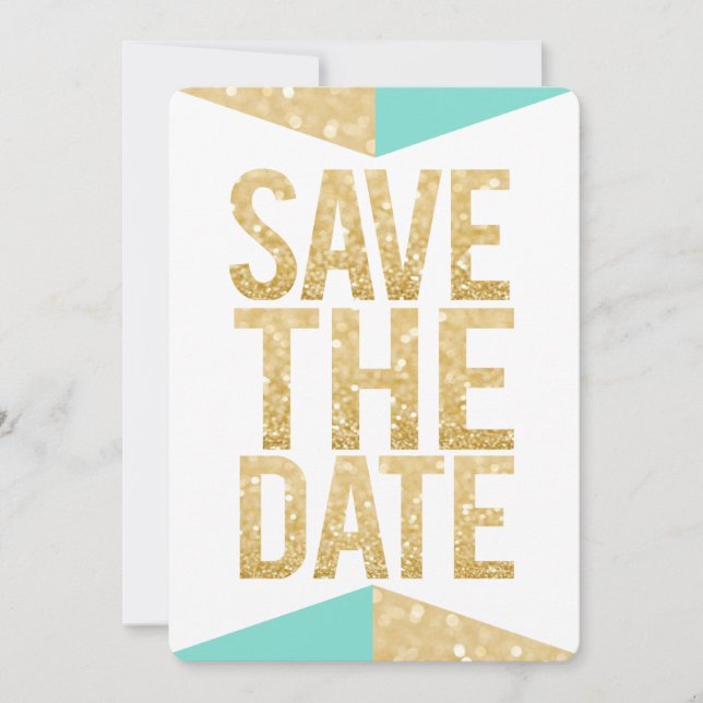 Invitación Purpurina verde azulado de oro Aztec Save the Date (Anverso)