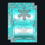 Invitación Purpurina Verde azulado SWEET 16 Fiestas Glam Wint<br><div class="desc">Invitaciones al Purpurina Verde azulado Glam Winter Winter Fiesta 16 SWEET.</div>