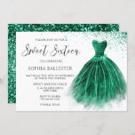 Invitación Purpurina Verde azulado verde esmeralda vestido du<br><div class="desc">Invitación de fiesta del Purpurina Verde azulado de color verde esmeralda Gown Sweet 16 Véase Diversas variaciones de color en la colección de abajo o en nuestra tienda. Gracias</div>