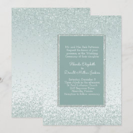 Invitación Purpurina verde de la Casa de la Moneda y Boda Bri