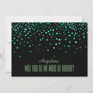 Invitación Purpurina Verde Negro ¿Serás mi MARAVILLOSO DE HON
