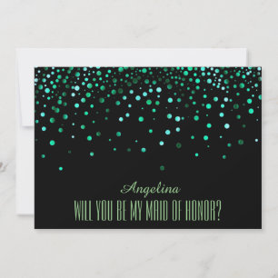 Invitación Purpurina Verde Negro ¿Serás mi MARAVILLOSO DE HON