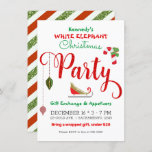 Invitación Purpurina Verde Rojo Fiesta de Navidades elefantes<br><div class="desc">personalizar para su evento</div>