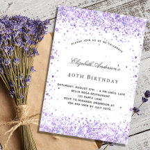 Purpurina violeta de cumpleaños lavender escritura