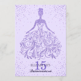 Invitación Purpurina Violeta Girona Vestido Quinceañera