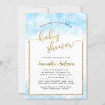 Purpurina Watercolor Gold Virtual Baby Boy Shower