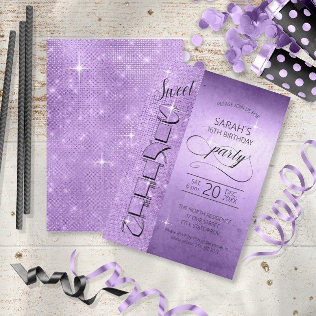 Invitación Purpurina y dulce brillante 16 ID675 violeta (Subido por el creador)
