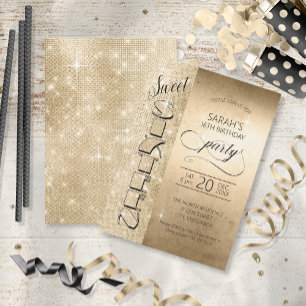 Invitación Purpurina y dulzura fina 16 Gold ID675