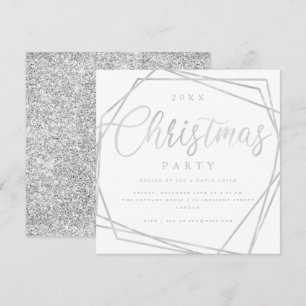 Invitación Purpurinas blancos con escritura MODERNA Fiesta