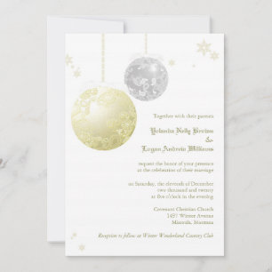 Invitación Purpurinas de invierno Boda de oro y plata
