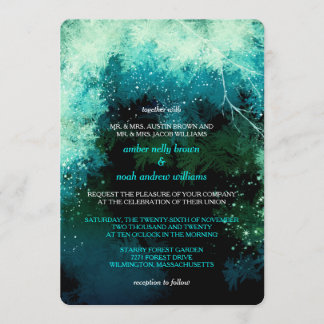 Invitación Purpurinas de invierno Boda místico forestal