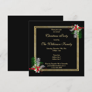 Invitación Purpurinas de oro brillante y Navidades de decorac