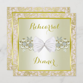 Invitación Purpurinas de oro, cena de ensayo de Diamantes y v