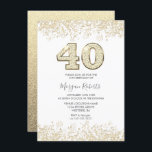 Invitación Purpurinas de oro hombres o mujeres 40 años Fiesta<br><div class="desc">Invitación a la fiesta de cumpleaños número 40 de los hombres y mujeres Purpurinas de oro a la bella Purpurina de oro de Faux Confetti. Colección coincidente en Nicho y tienda Nest. Diseño Cortesía de Studio Dinamarca</div>