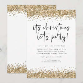 Invitación Purpurinas de oro Navidades Vamos Fiesta Glam