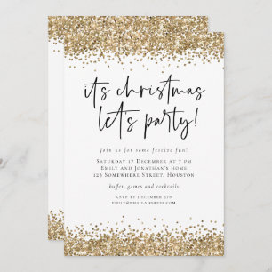 Invitación Purpurinas de oro Navidades Vamos Fiesta Glam