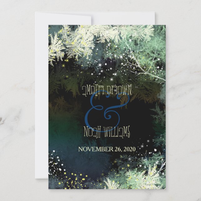 Invitación Purpurinas forestales Hip Fairy Tale Boda (Anverso)