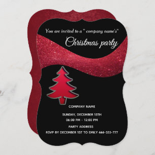 Invitación Purpurinas rojos simples Navidades corporativos fi