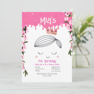 Invitación Purpurinas rosados bonitos Chicas Princesas Cumple