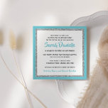 Invitación Purpurinoso Bat Mitzvah Azul claro y plateado<br><div class="desc">Esta invitación a la moda de Bat Mitzvah presenta un purpurina falso y brillante en una capa sobre un fondo de color sólido. Utilice el formulario de plantilla para agregar su propia información. La Herramienta de diseño se puede utilizar para cambiar el estilo de fuente, el color y el diseño....</div>