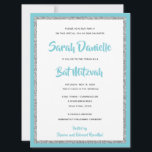 Invitación Purpurinoso Bat Mitzvah Azul y Plata Grande<br><div class="desc">Esta invitación a la moda de Bat Mitzvah presenta un purpurina falso y brillante en una capa sobre un fondo de color sólido. Utilice el formulario de plantilla para agregar su propia información. La Herramienta de diseño se puede utilizar para cambiar el estilo de fuente, el color y el diseño....</div>