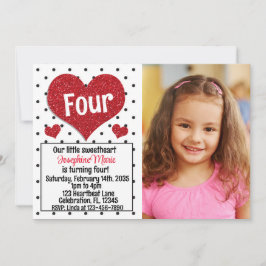 Invitación Purpurinoso Corazón Rojo Querido Cualquier Edad.