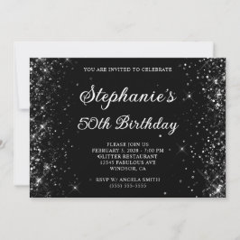 Invitación Purpurinoso Negro 50 cumpleaños