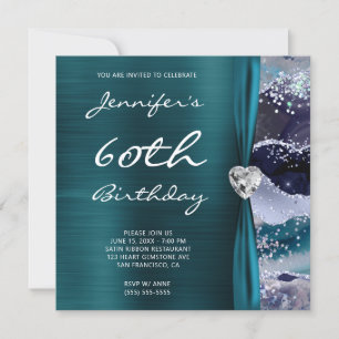 Invitación Purpurinoso oceánico Agate Glam Relieve metalizado