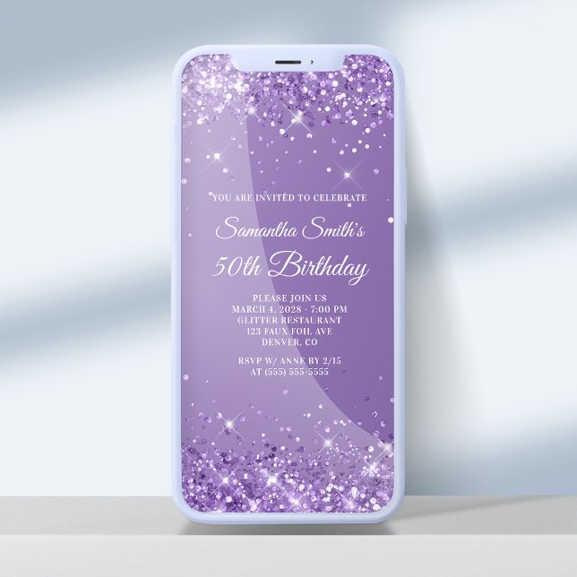 Invitación Purpurinoso Pale Purple 50 cumpleaños (Subido por el creador)