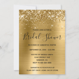 Invitación Purpurinoso Relieve metalizado dorado Bridal Showe