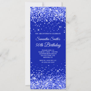 Invitación Purpurinoso Royal Blue 50 cumpleaños