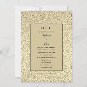 Invitación Purpurinoso Sepia Oro Golden Black Elegant Wedding
