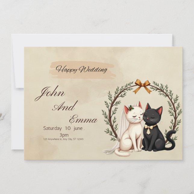 Invitación Purrfect Union: John and Emma's Whimsical Wedding  (Anverso)