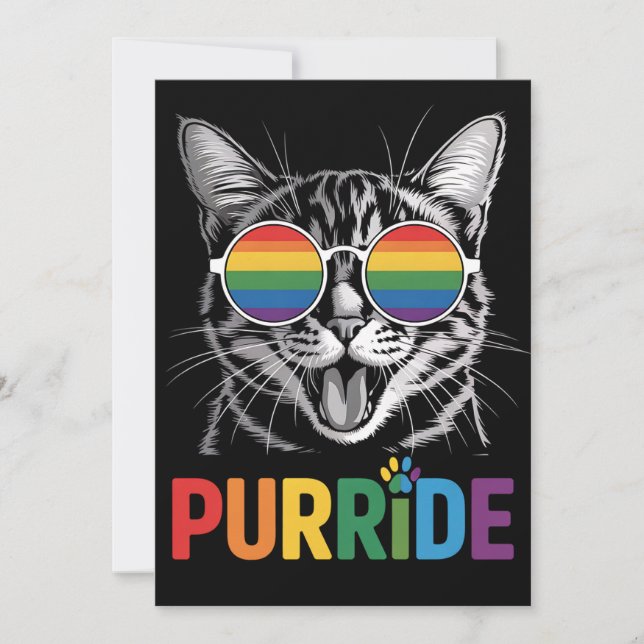 Invitación Purride Cat Gay Lesbian Rainbow LGBTQ Ally Orgullo (Anverso)