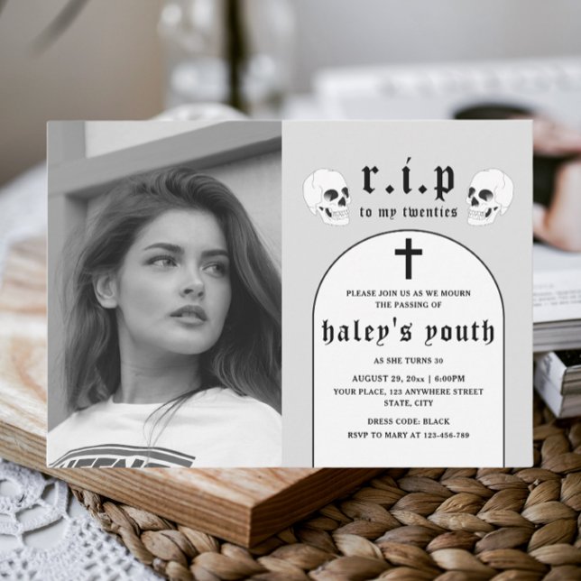 Invitación Q.E.P.D. 2000 Funny Funeral 300th Birthday Photo (Subido por el creador)