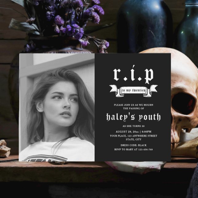 Invitación Q.E.P.D. 2000 Funny Funeral 300th Birthday Photo (Subido por el creador)