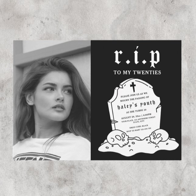 Invitación Q.E.P.D. 2000 Funny Funeral 300th Birthday Photo (Subido por el creador)