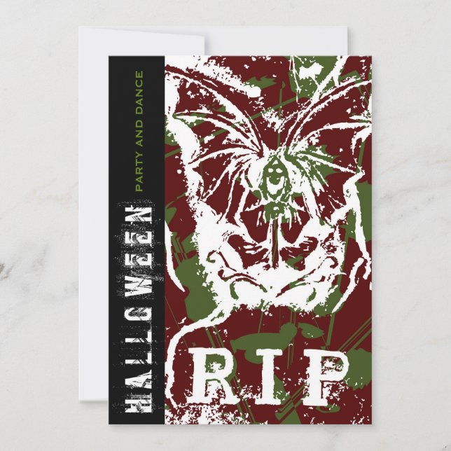 Invitación Q.E.P.D. Triste muerte con la fiesta de Halloween  (Anverso)