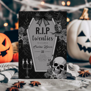 Invitación QEPD 2000 Coquette Gótica Halloween Cumpleaños
