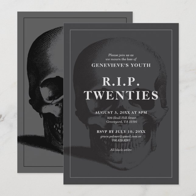 Invitación QEPD 2007, 2014, Fiesta de Muerte Juvenil. (Anverso / Reverso)