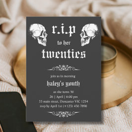 Invitación QEPD 20 a sus 20 Góticos Skulls 30 cumpleaños