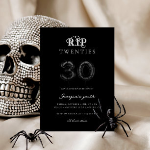 Invitación QEPD 20 globos negros 30 Fiesta de cumpleaños