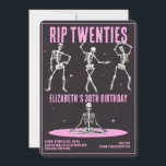 Invitación QEPD 20's Black Pink Funny Skull 30 cumpleaños Fie<br><div class="desc">QEPD 20's Black Skeleton Pink Funny Skull 30 cumpleaños Fiesta</div>
