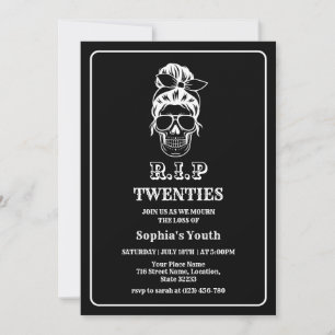 Invitación QEPD 20s Muerte a mi Juventud Cumpleaños 30 Negro