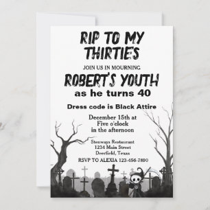 Invitación QEPD A Mis Treinta O A CUALQUIER fiesta de cumplea