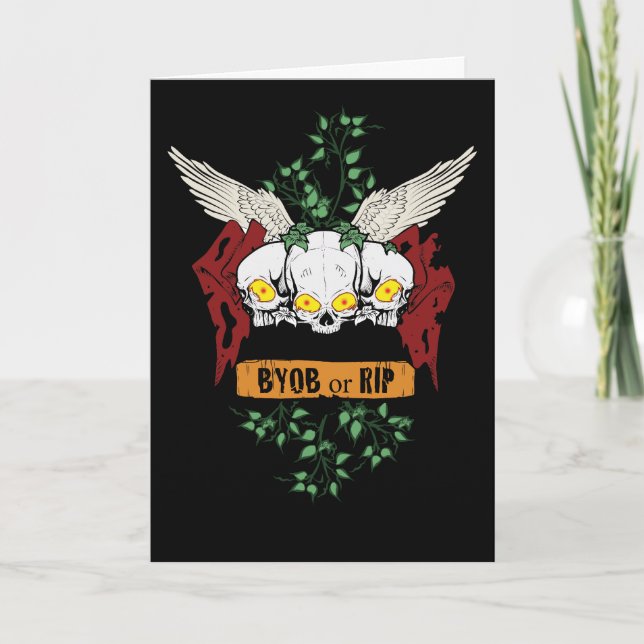 Invitación QEPD Cránulos Malignos Invitados De Halloween Con  (Anverso)