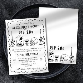 Invitación QEPD funeral de Doodle Scribble 30 cumpleaños